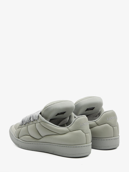 LANVIN LEATHER CURB XL LOW TOP SNEAKERS, GREY