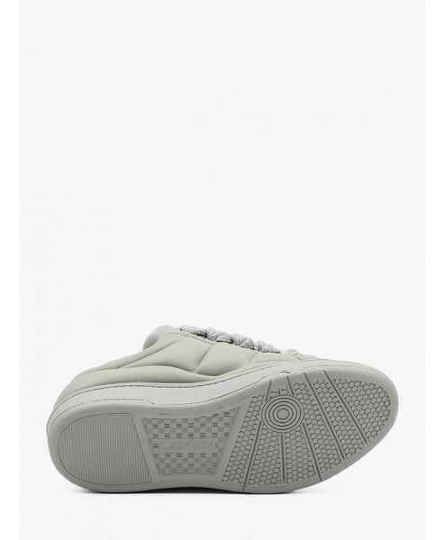 LANVIN LEATHER CURB XL LOW TOP SNEAKERS, GREY