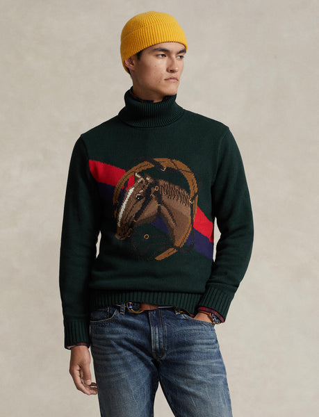 Polo Ralph Lauren Horsehead Cotton Turtleneck Sweater, Green
