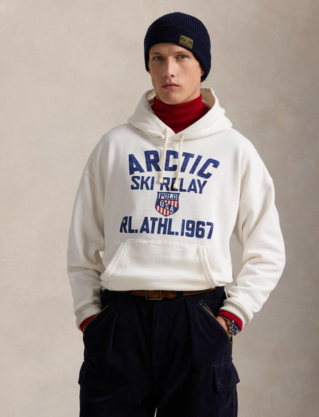 Polo Ralph Lauren Relaxed Fit Fleece Graphic Hoodie, Cream