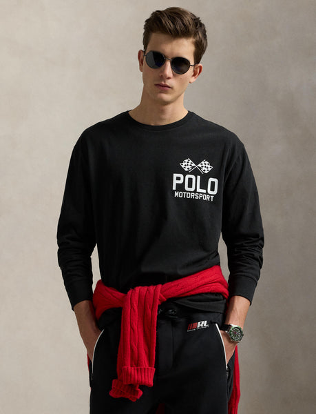 Polo Ralph Lauren Classic Fit Slub Jersey Graphic T-Shirt, Black