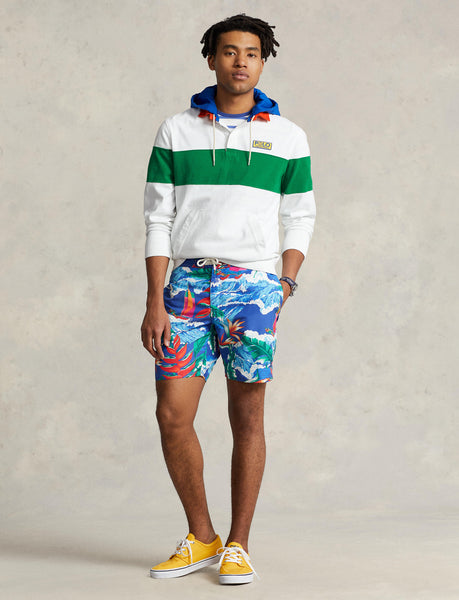 Polo Ralph Lauren Classic Fit Jersey Hooded Rugby Shirt, White