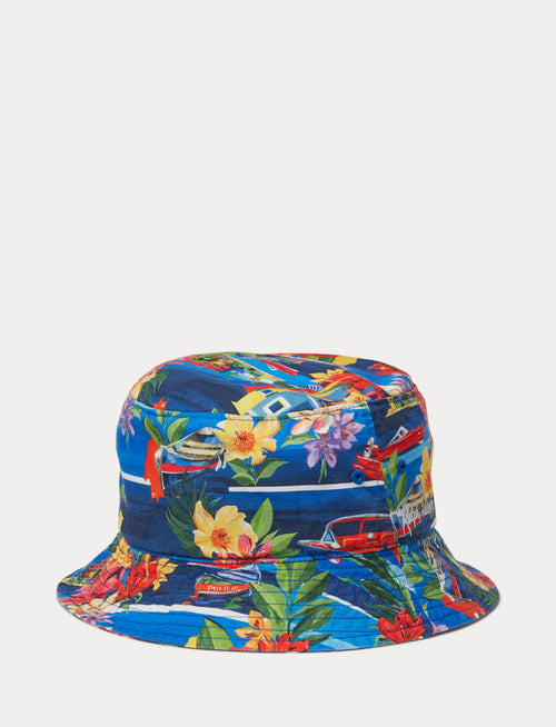 Polo Ralph Lauren Tropical-Print Twill Bucket Hat, Le Grand Blue