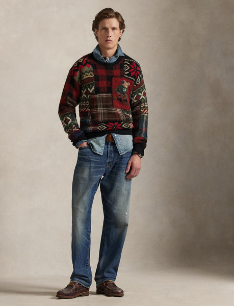 Polo Ralph Lauren Polo Bear Patchwork Sweater, Black