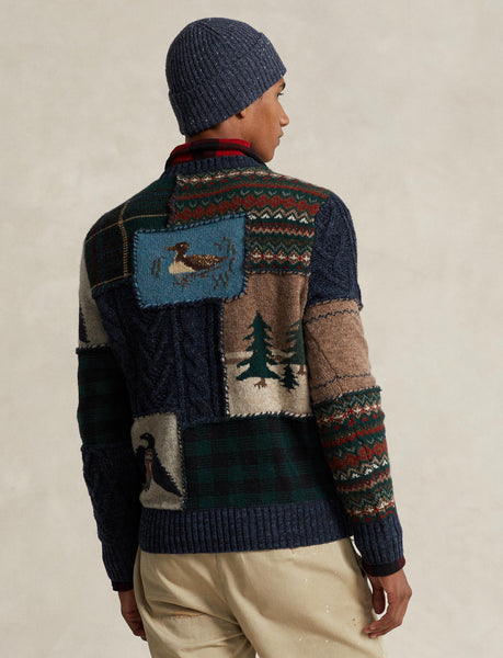 Polo Ralph Lauren Patchwork Wool-Cashmere Sweater, Brown Multi