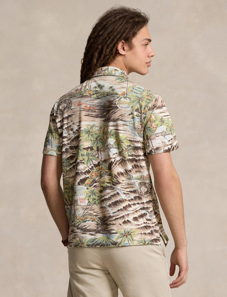 Polo Ralph Lauren Custom Slim Fit Printed Mesh Polo Shirt, Brown