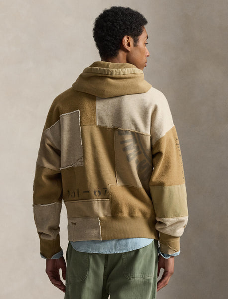 Polo Ralph Lauren Vintage Fit Patchwork Fleece Hoodie, Brown
