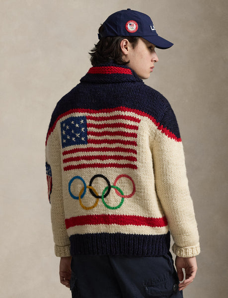 Polo Ralph Lauren Team USA Wool Shawl Cardigan, Cream