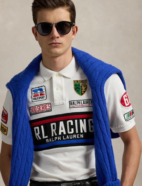 Polo Ralph Lauren Classic Fit Mesh Graphic Polo Shirt, White