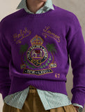 Polo Ralph Lauren Embroidered Cotton Sweater, Purple