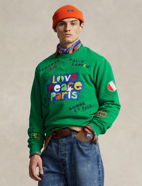 Polo Ralph Lauren Love Peace Paris Sweatshirt, Cruise Green