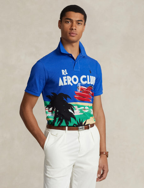 Polo Ralph Lauren Classic Fit Mesh Graphic Polo Shirt, Sapphire Star Multi