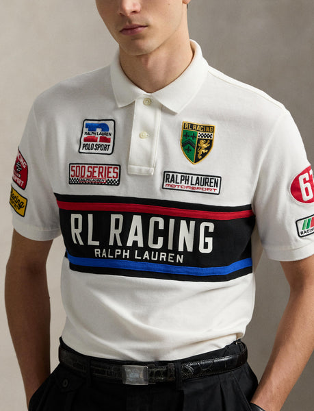 Polo Ralph Lauren Classic Fit Mesh Graphic Polo Shirt, White