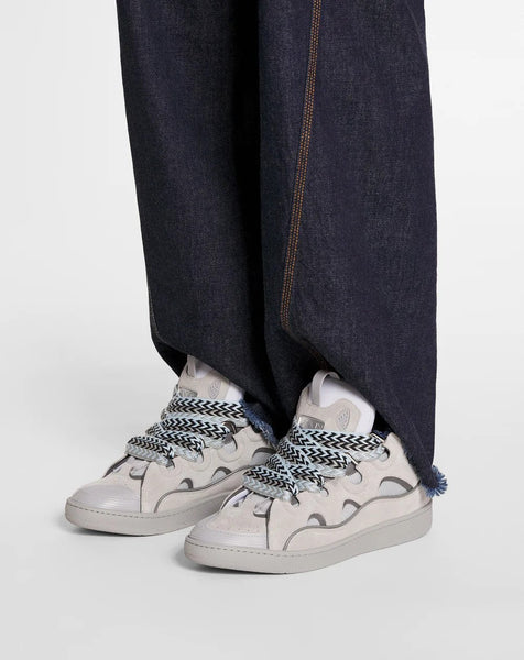 LANVIN LEATHER CURB SNEAKER, GREY