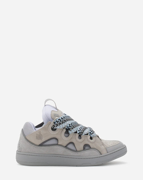 LANVIN LEATHER CURB SNEAKER, GREY