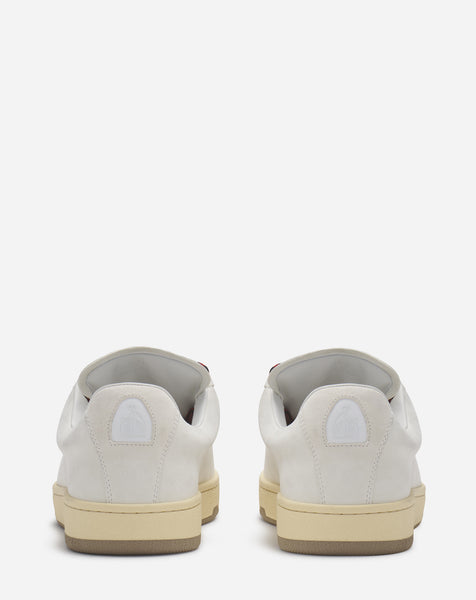 LANVIN SUEDE LITE CURB LOW TOP SNEAKER, WHITE