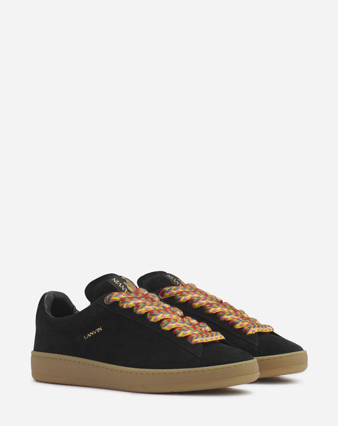 LANVIN SUEDE CURB LITE LOW TOP SNEAKER, BLACK