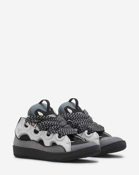 LANVIN CURB SNEAKERS, WHITE ANTHRACITE