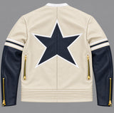 VANSON STAR JACKET, BONE/NAVY
