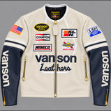 VANSON STAR JACKET, BONE/NAVY