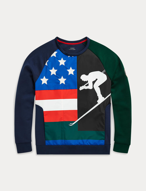 POLO RALPH LAUREN Downhill Skier Double-Knit Sweatshirt, Navy/ Green
