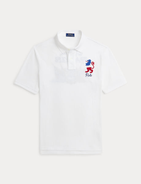 Polo Ralph Lauren Classic Fit Embroidered Mesh Polo Shirt, White