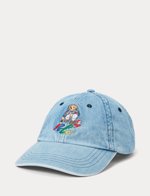 Polo Ralph Lauren Polo Bear Denim Ball Cap, Light Wash Denim