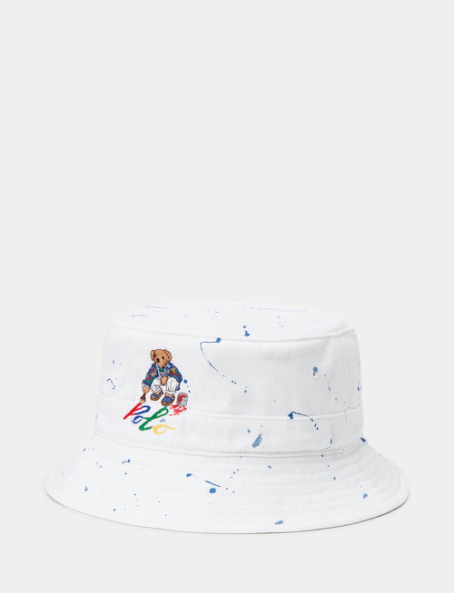 Polo Ralph Lauren Polo Bear Paint-Splatter Bucket Hat, White
