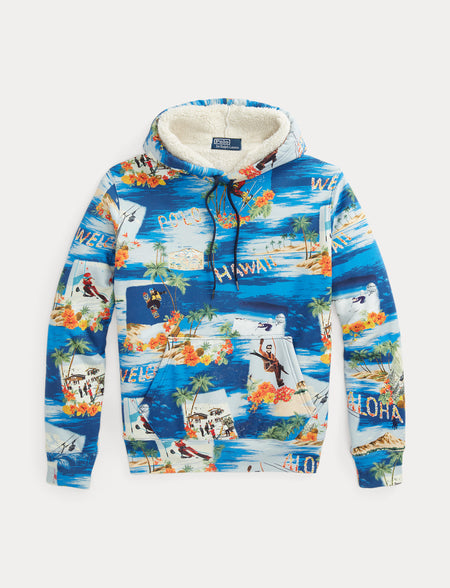 THE NORTH FACE Red Box Pullover Hoodie, Aztec Blue/ Rage Print