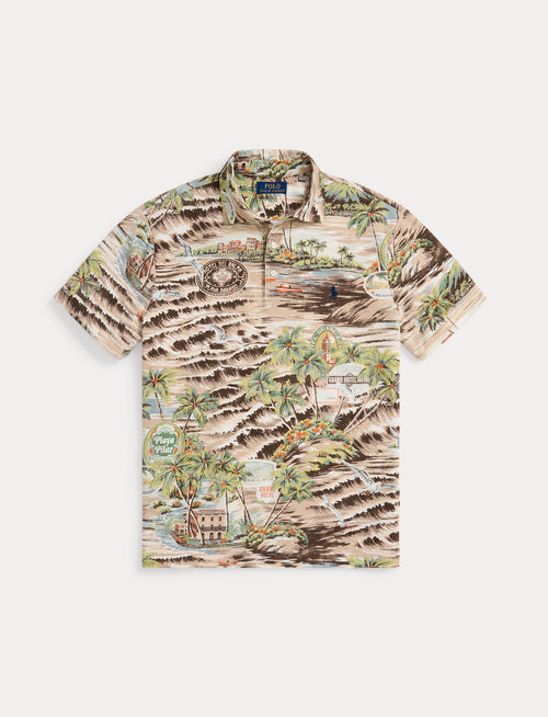 Polo Ralph Lauren Custom Slim Fit Printed Mesh Polo Shirt, Brown