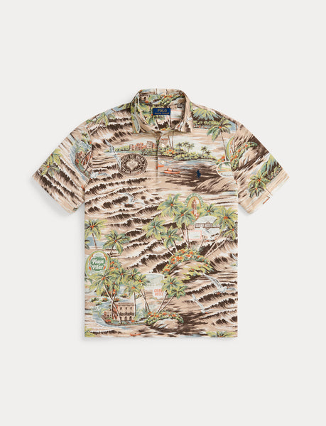 Polo Ralph Lauren Custom Slim Fit Printed Mesh Polo Shirt, Brown