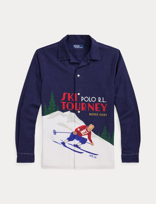 Polo Ralph Lauren Classic Fit Skier-Print Satin Camp Shirt, Multi