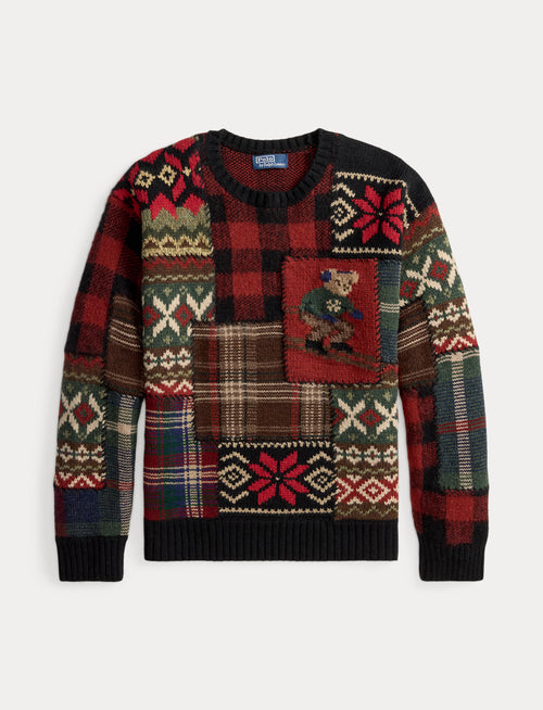 Polo Ralph Lauren Polo Bear Patchwork Sweater, Black
