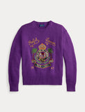 Polo Ralph Lauren Embroidered Cotton Sweater, Purple