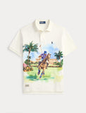 Polo Ralph Lauren Classic Fit Mesh Graphic Polo Shirt, White