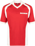 BALMAIN RETRO LOGO KNIT POLO, RED