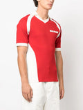 BALMAIN RETRO LOGO KNIT POLO, RED