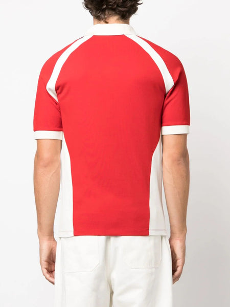 BALMAIN RETRO LOGO KNIT POLO, RED