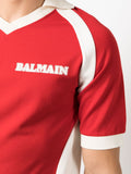 BALMAIN RETRO LOGO KNIT POLO, RED