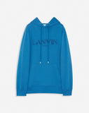 LANVIN CLASSIC PARIS OVERSIZED EMBROIDERED HOODIE, NEPTUNE BLUE