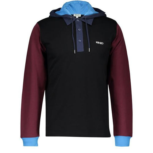 KENZO Hooded Polo Shirt, Black/ Multi