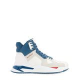 BALMAIN Color-Block High-Top Sneakers, White/ Blue