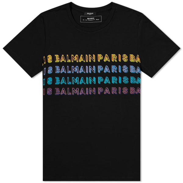 BALMAIN Multi Color Logo T-Shirt, Black