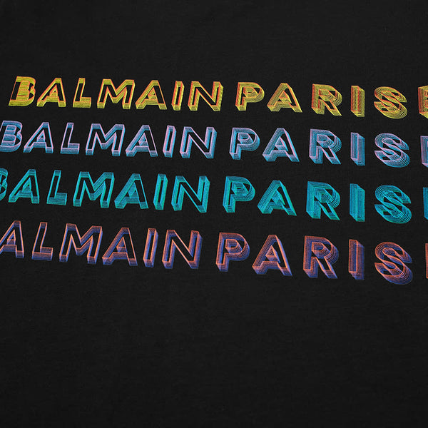 BALMAIN Multi Color Logo T-Shirt, Black
