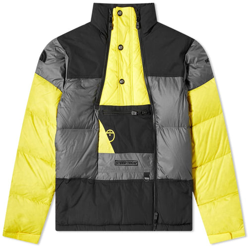 THE NORTH FACE STEEP TECH DOWN JACKET, GREY, TNF BLACK & YELLOW