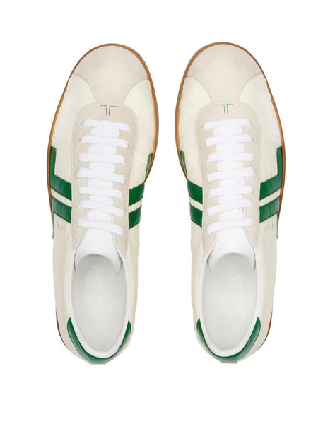 LANVIN Low Top Nylon Sneaker, ECRU/ Green