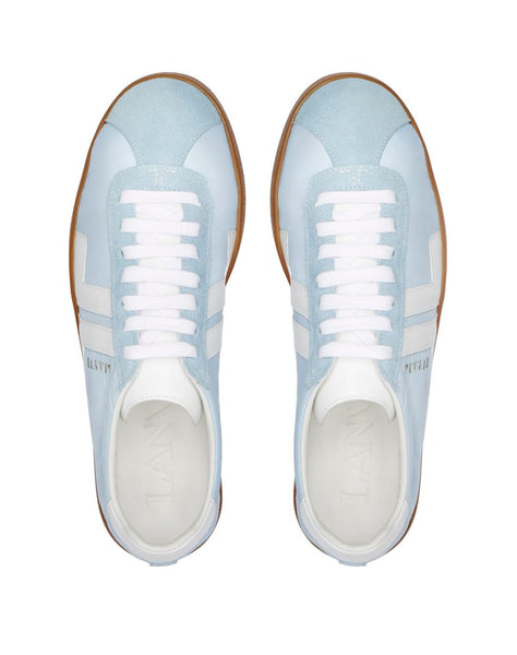 LANVIN Low Top Nylon Sneaker, Light Blue/ White