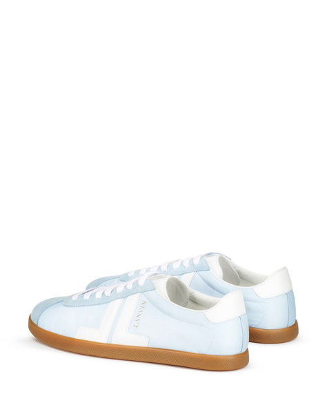 LANVIN Low Top Nylon Sneaker, Light Blue/ White