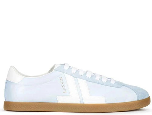 LANVIN Low Top Nylon Sneaker, Light Blue/ White