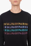 BALMAIN Multi Color Logo Crew Neck Sweatshirt, Black
